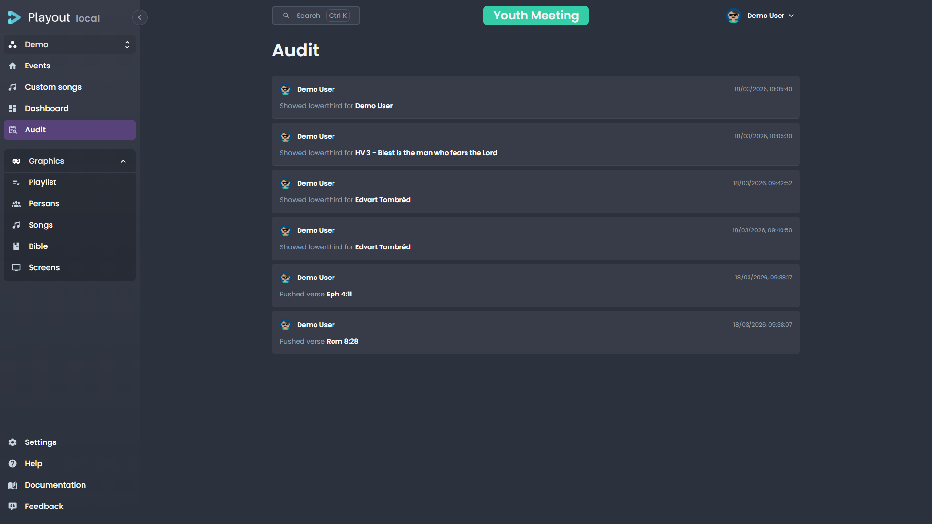 Audit log