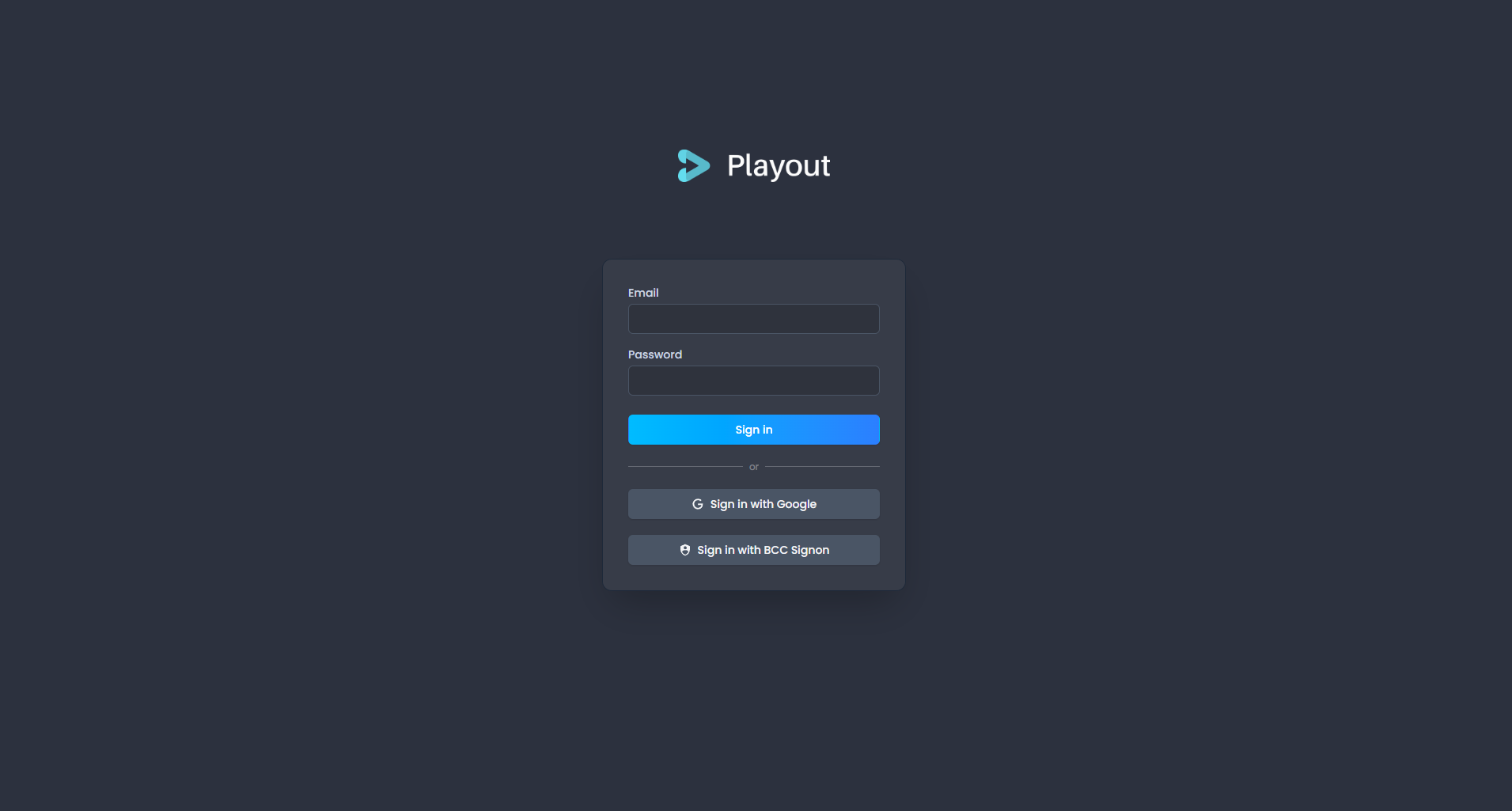 Login screen