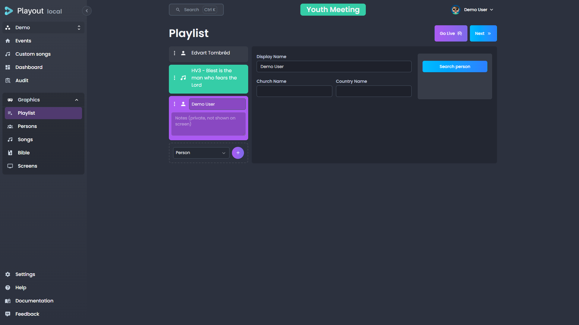 Playlist view