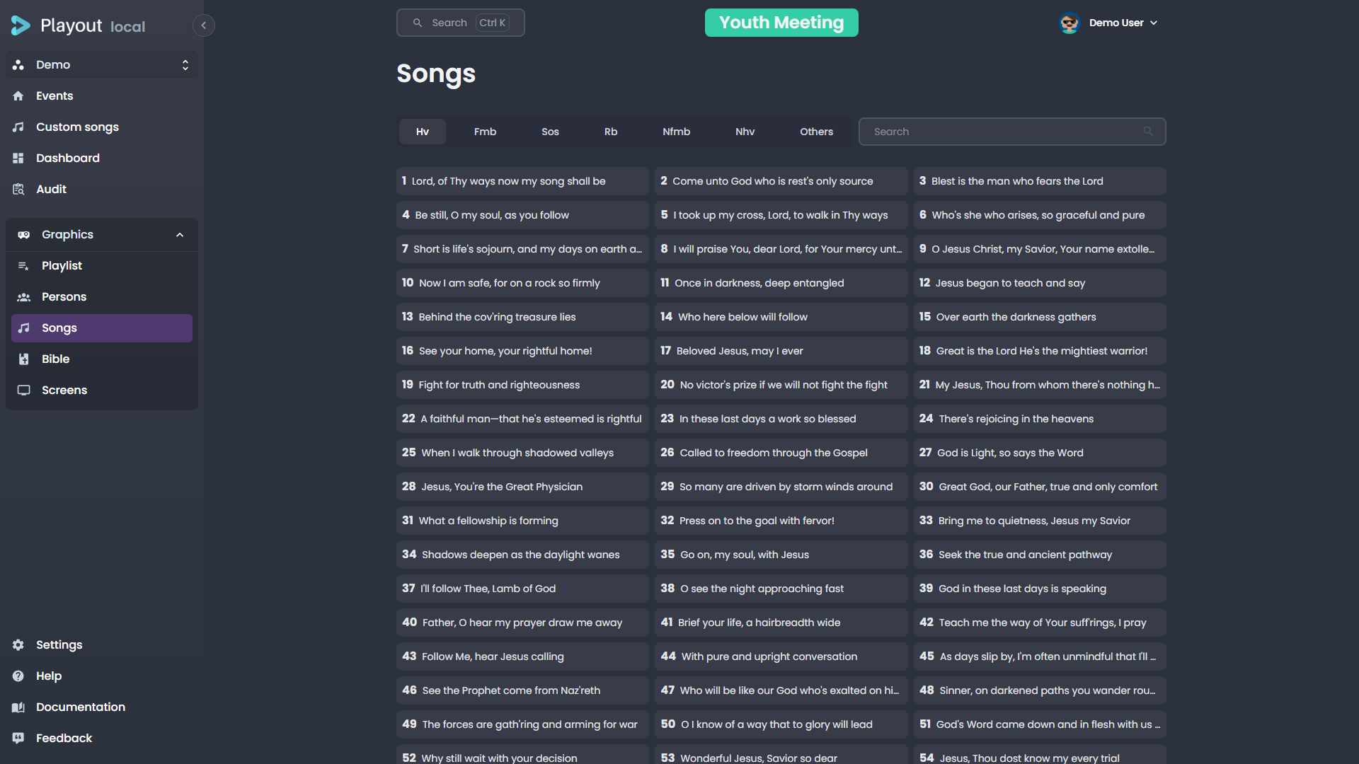Songs tab